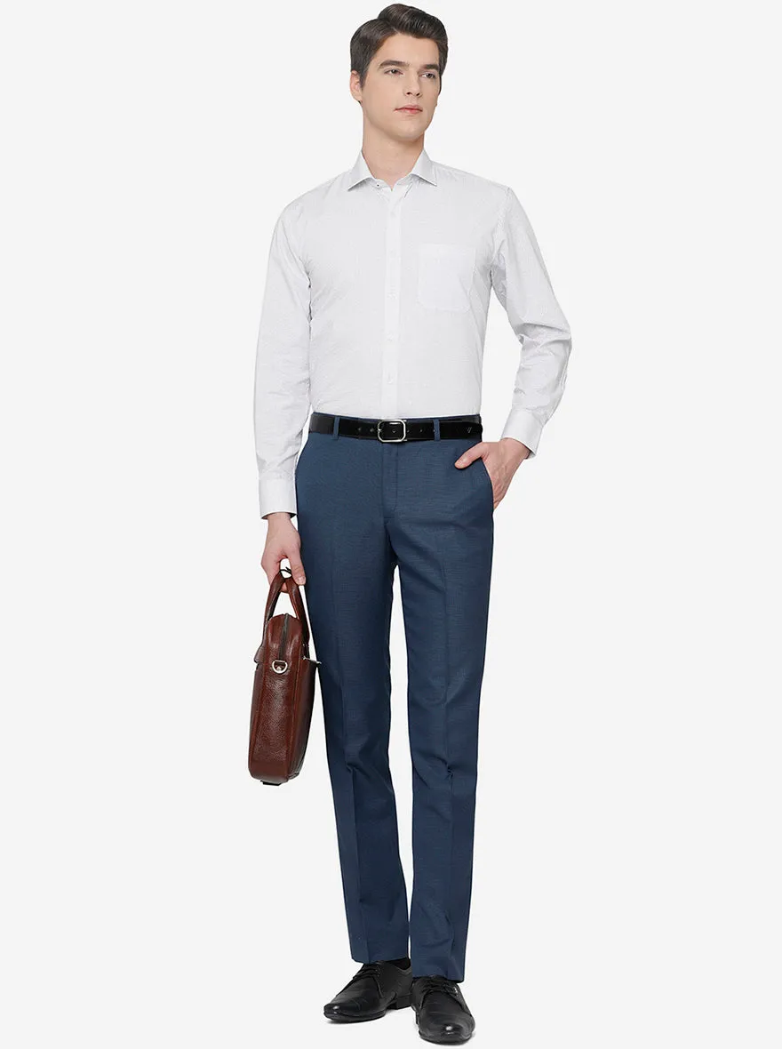 Navy Blue Solid Slim Fit Formal Trouser | Greenfibre