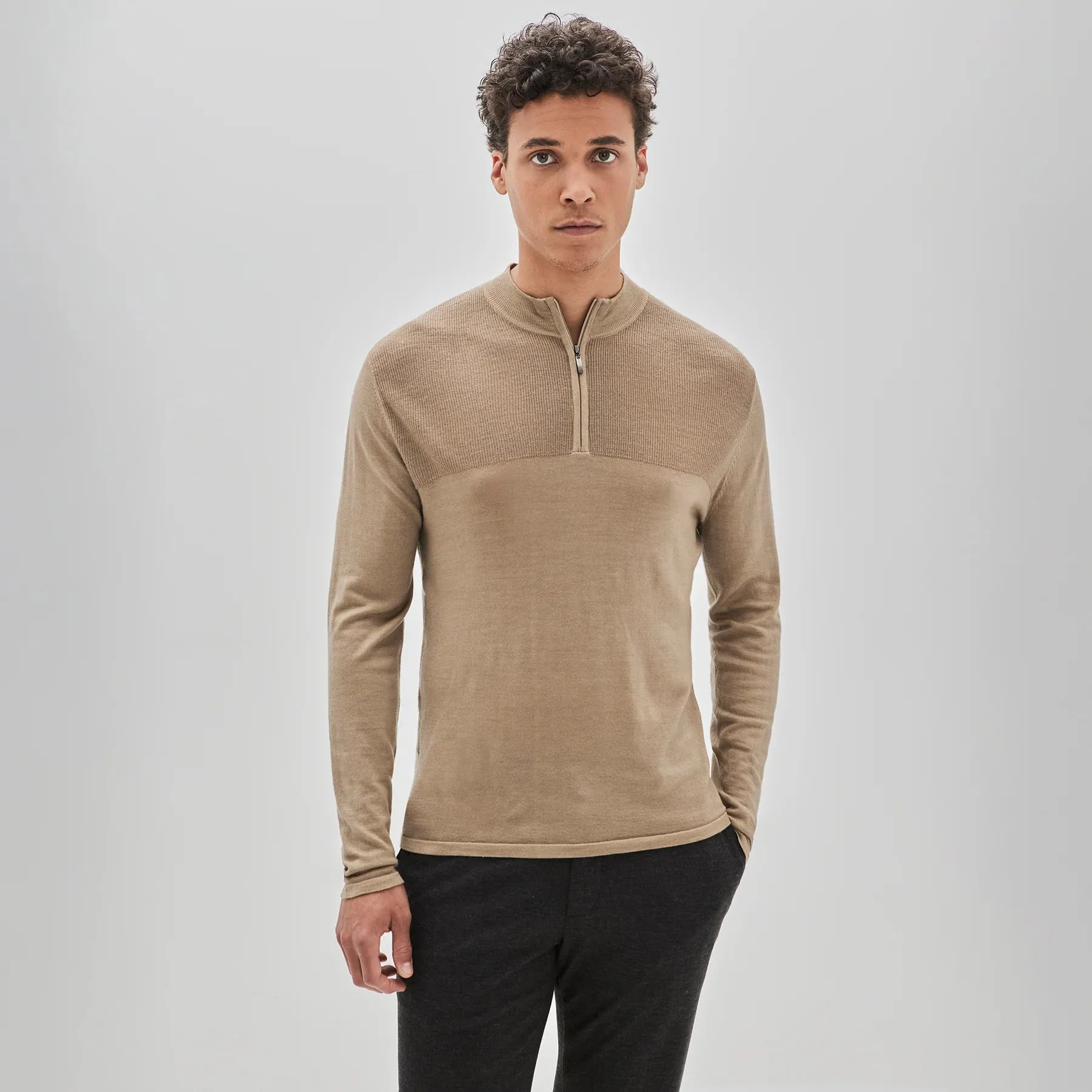 Newbury Zip Sweater - Tan