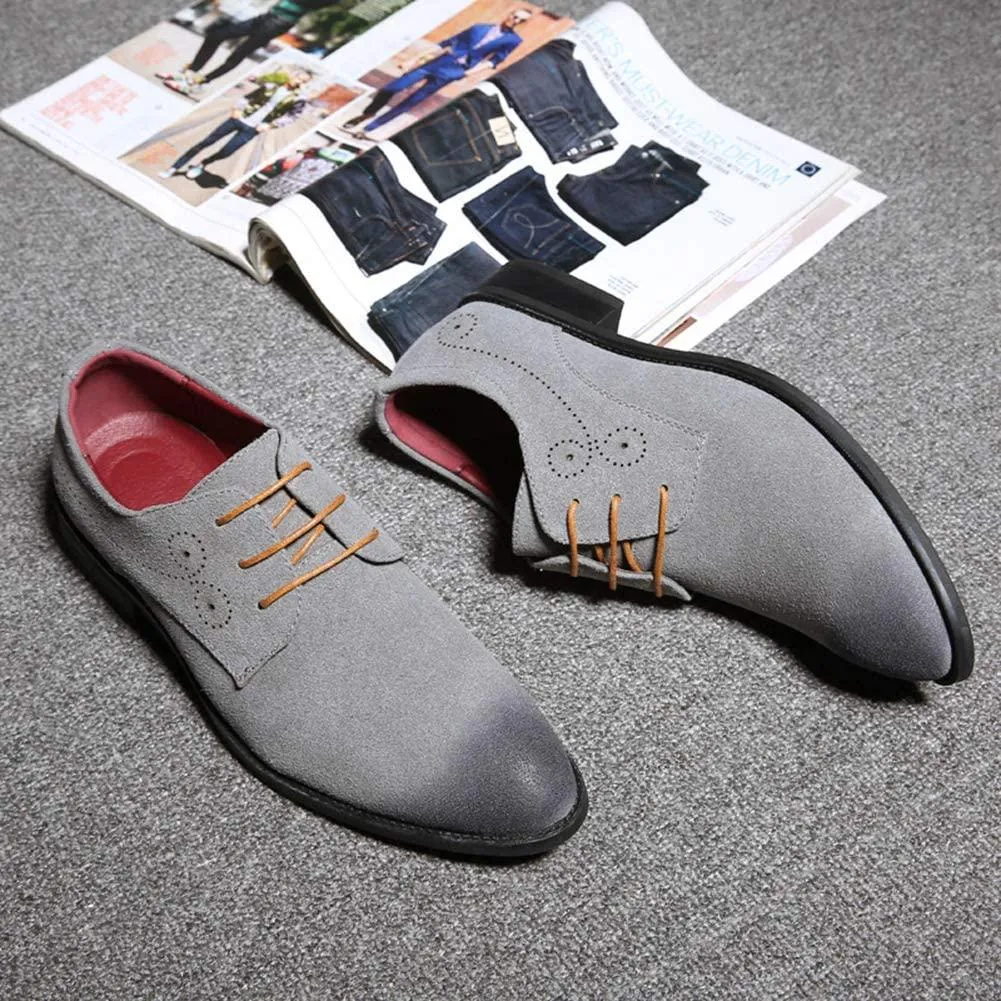 NXY Men's Suede Leather Oxford Shoes Casual Lace Up Dress Shoes Wingtip Brogues Classic Formal Business Shoes