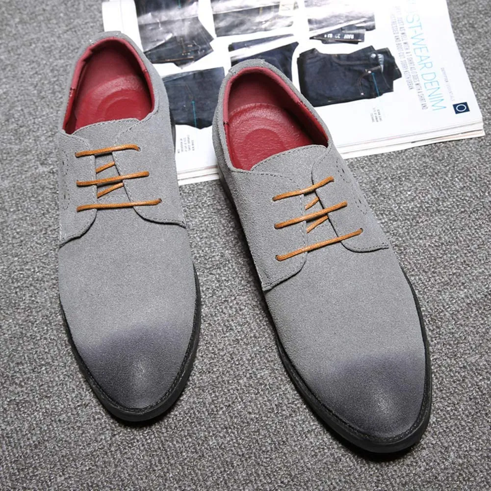 NXY Men's Suede Leather Oxford Shoes Casual Lace Up Dress Shoes Wingtip Brogues Classic Formal Business Shoes