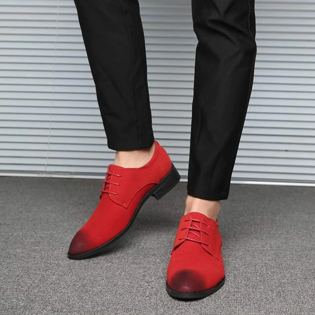 NXY Men's Suede Leather Oxford Shoes Casual Lace Up Dress Shoes Wingtip Brogues Classic Formal Business Shoes