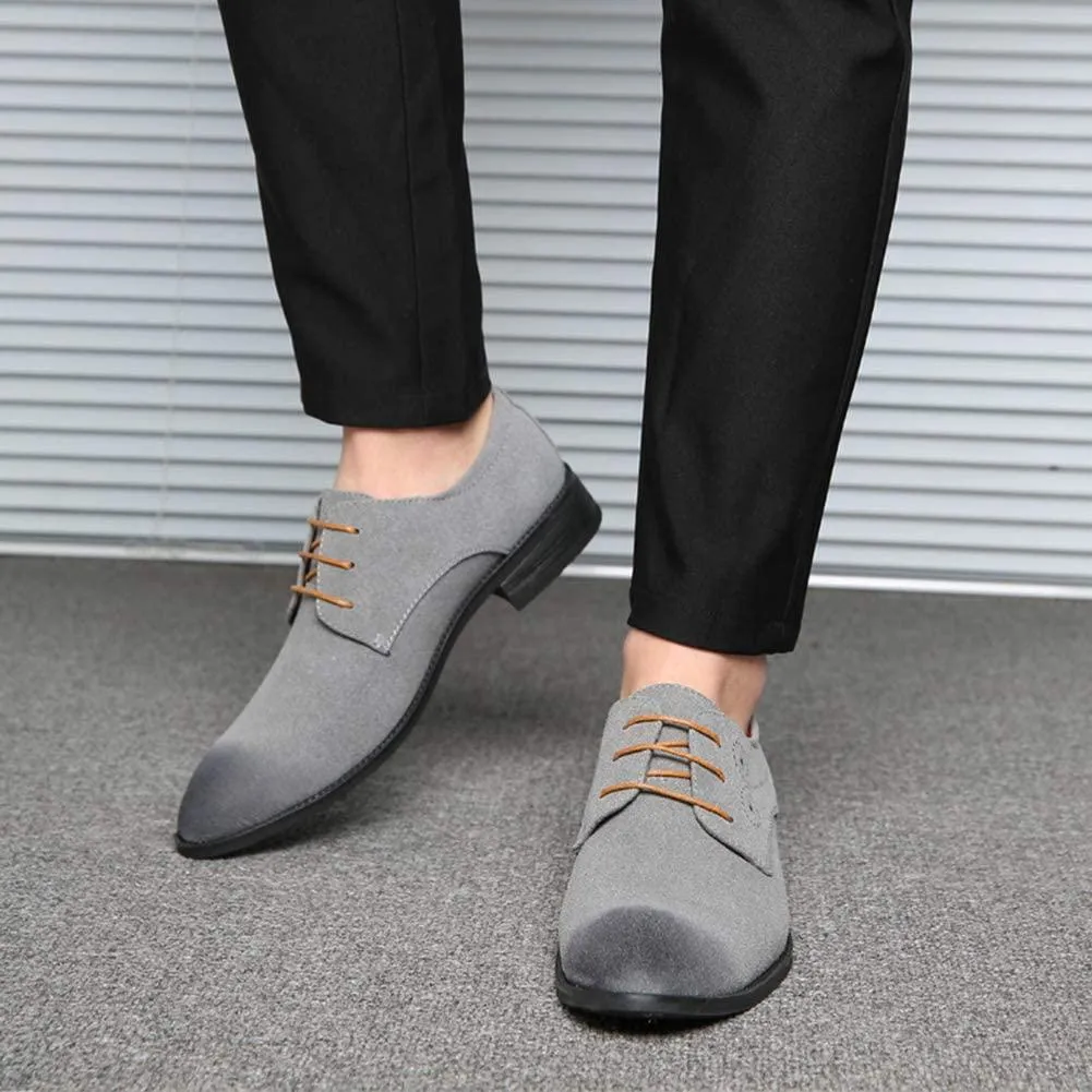 NXY Men's Suede Leather Oxford Shoes Casual Lace Up Dress Shoes Wingtip Brogues Classic Formal Business Shoes