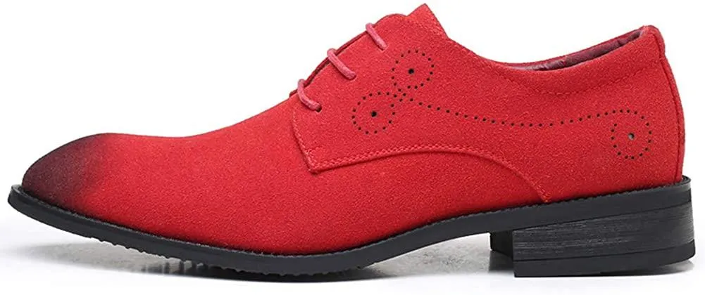 NXY Men's Suede Leather Oxford Shoes Casual Lace Up Dress Shoes Wingtip Brogues Classic Formal Business Shoes