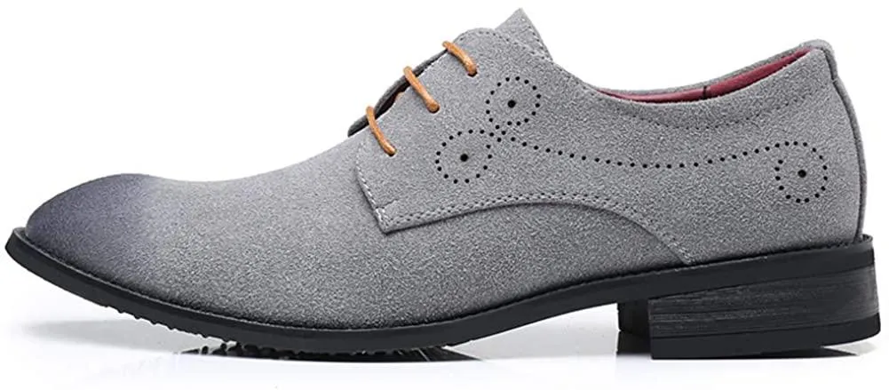 NXY Men's Suede Leather Oxford Shoes Casual Lace Up Dress Shoes Wingtip Brogues Classic Formal Business Shoes