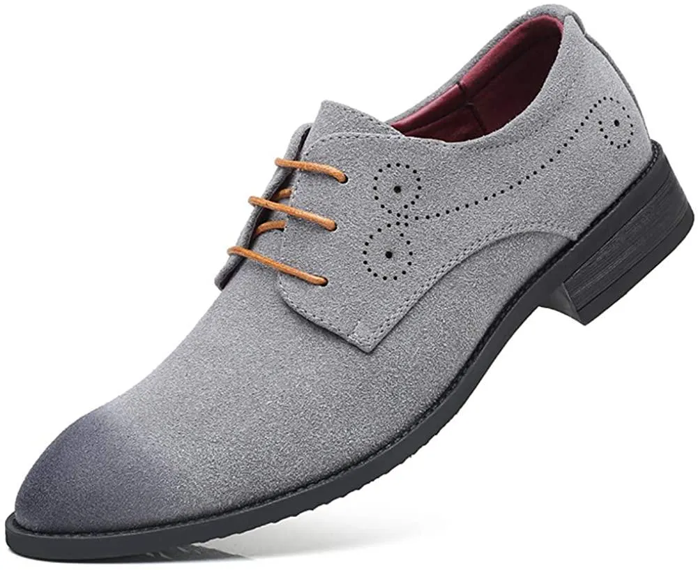 NXY Men's Suede Leather Oxford Shoes Casual Lace Up Dress Shoes Wingtip Brogues Classic Formal Business Shoes