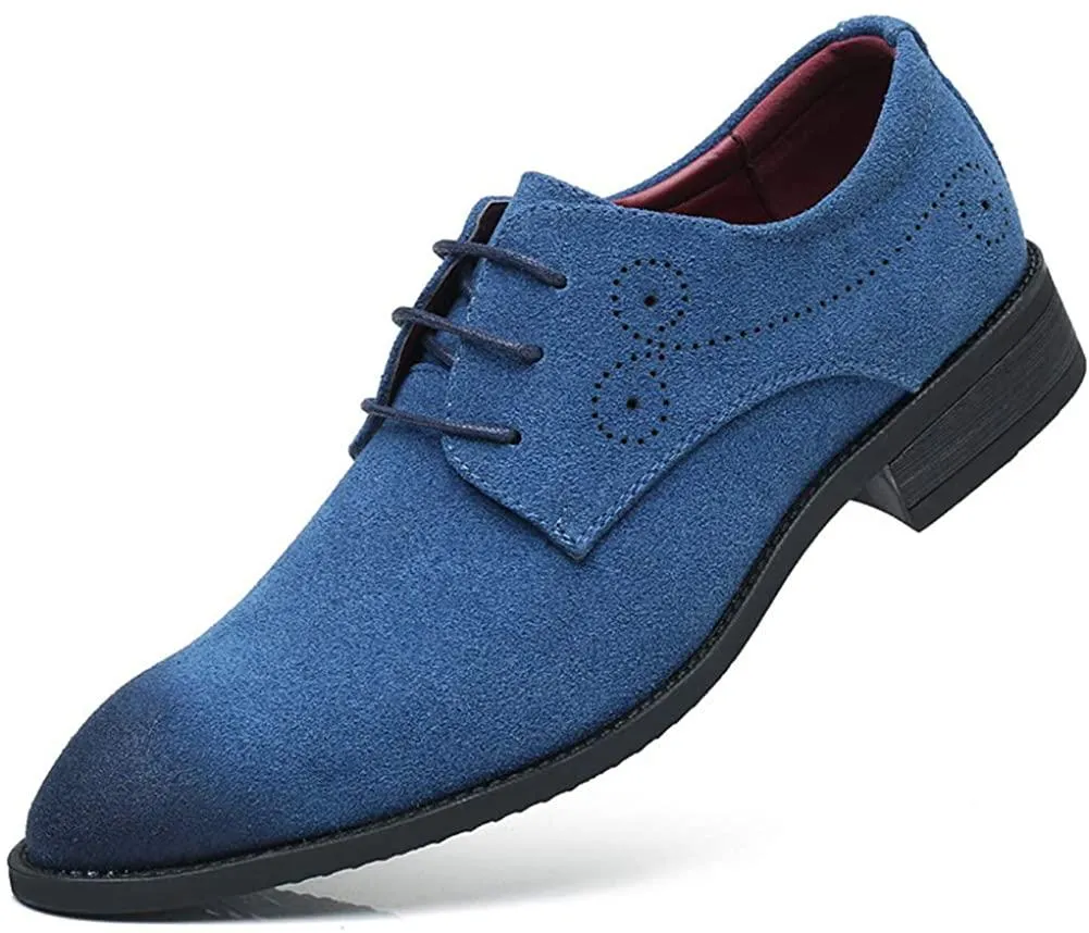 NXY Men's Suede Leather Oxford Shoes Casual Lace Up Dress Shoes Wingtip Brogues Classic Formal Business Shoes