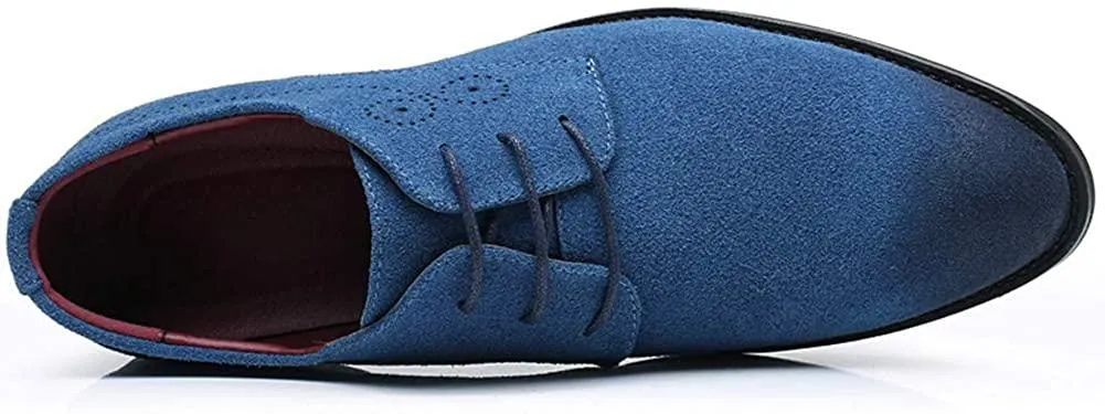 NXY Men's Suede Leather Oxford Shoes Casual Lace Up Dress Shoes Wingtip Brogues Classic Formal Business Shoes