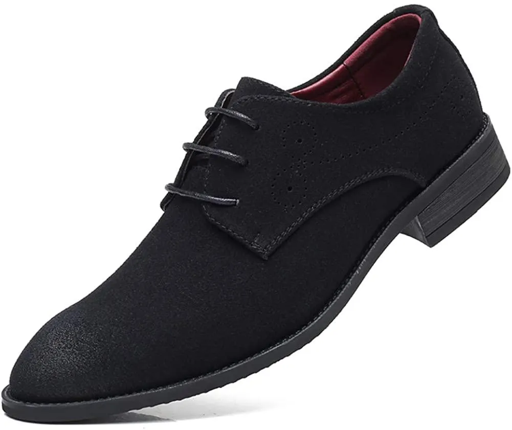 NXY Men's Suede Leather Oxford Shoes Casual Lace Up Dress Shoes Wingtip Brogues Classic Formal Business Shoes