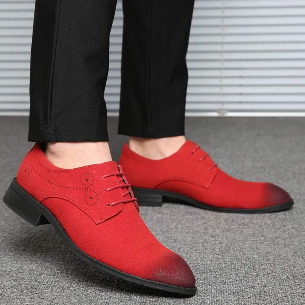 NXY Men's Suede Leather Oxford Shoes Casual Lace Up Dress Shoes Wingtip Brogues Classic Formal Business Shoes