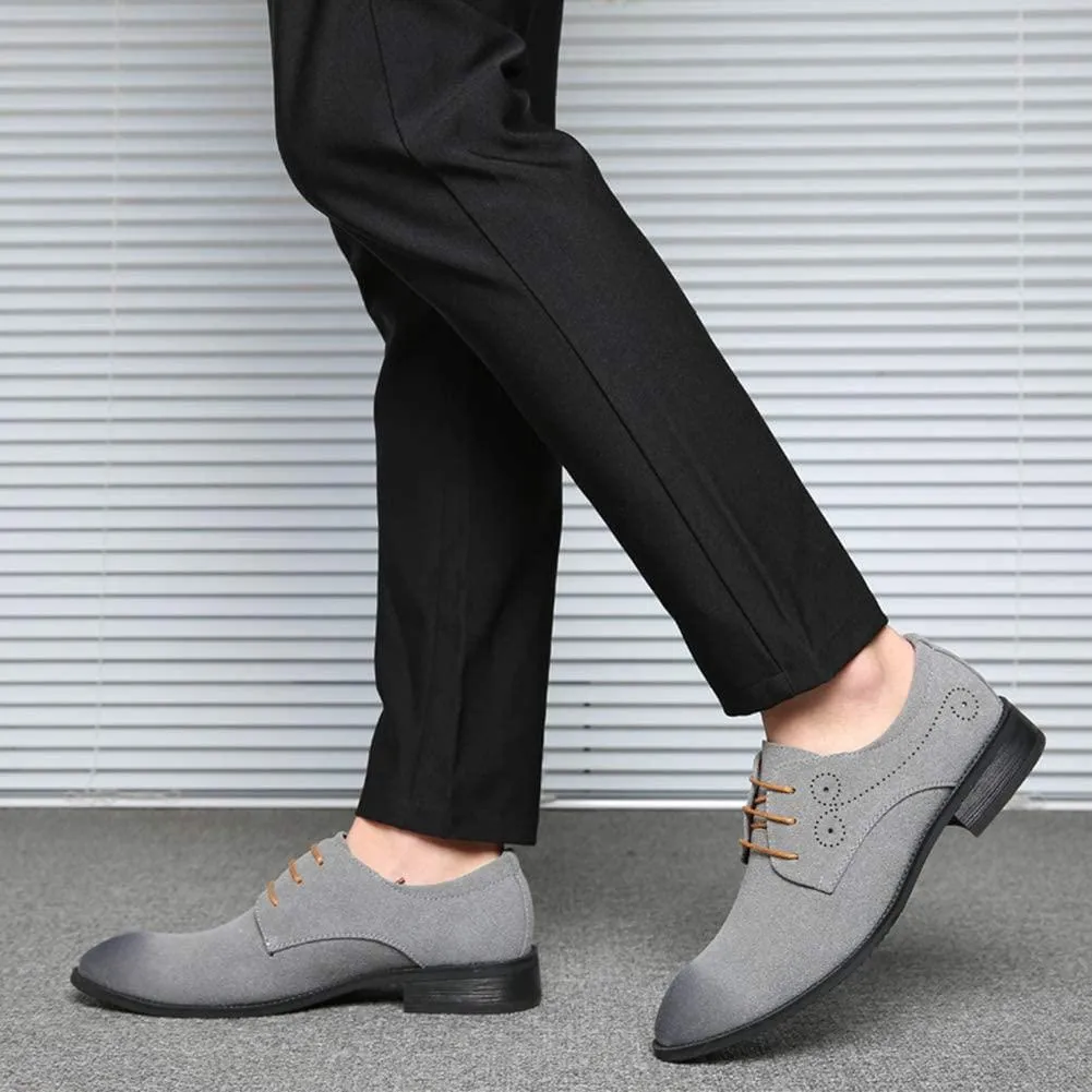 NXY Men's Suede Leather Oxford Shoes Casual Lace Up Dress Shoes Wingtip Brogues Classic Formal Business Shoes