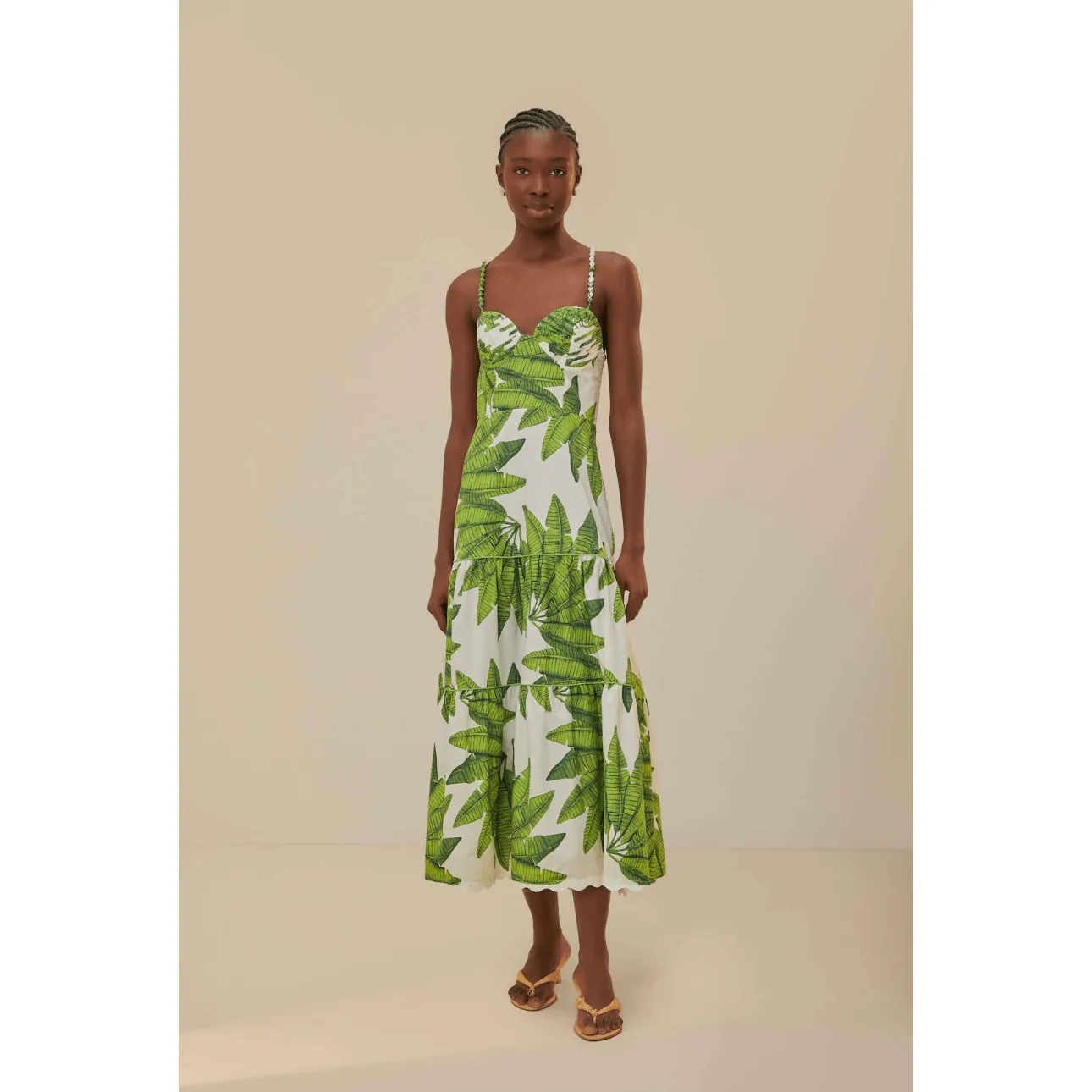 Off-White Palm Fan Midi Dress