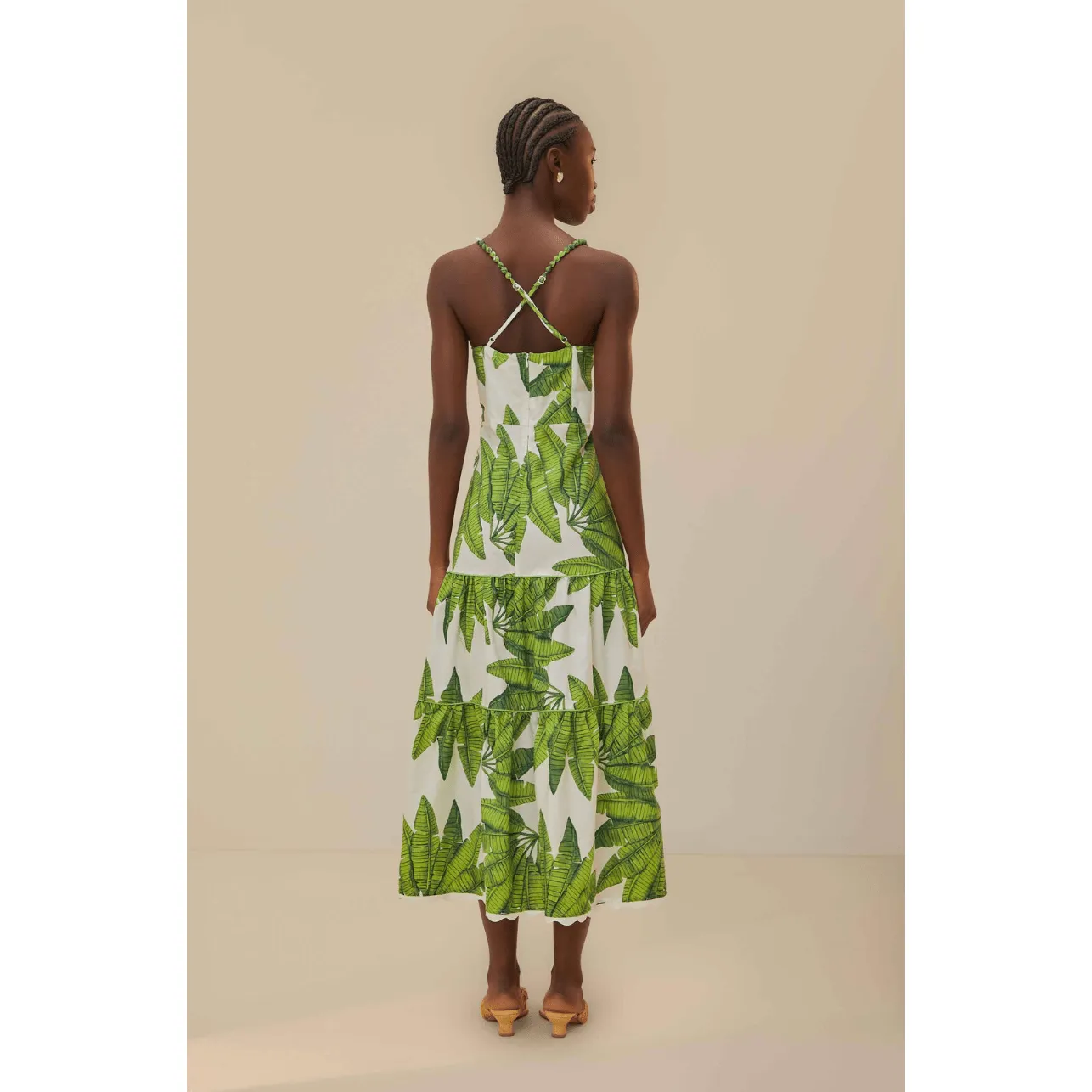 Off-White Palm Fan Midi Dress