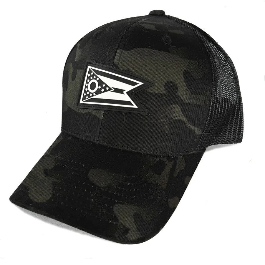 Ohio Flag Midnight Camo Trucker