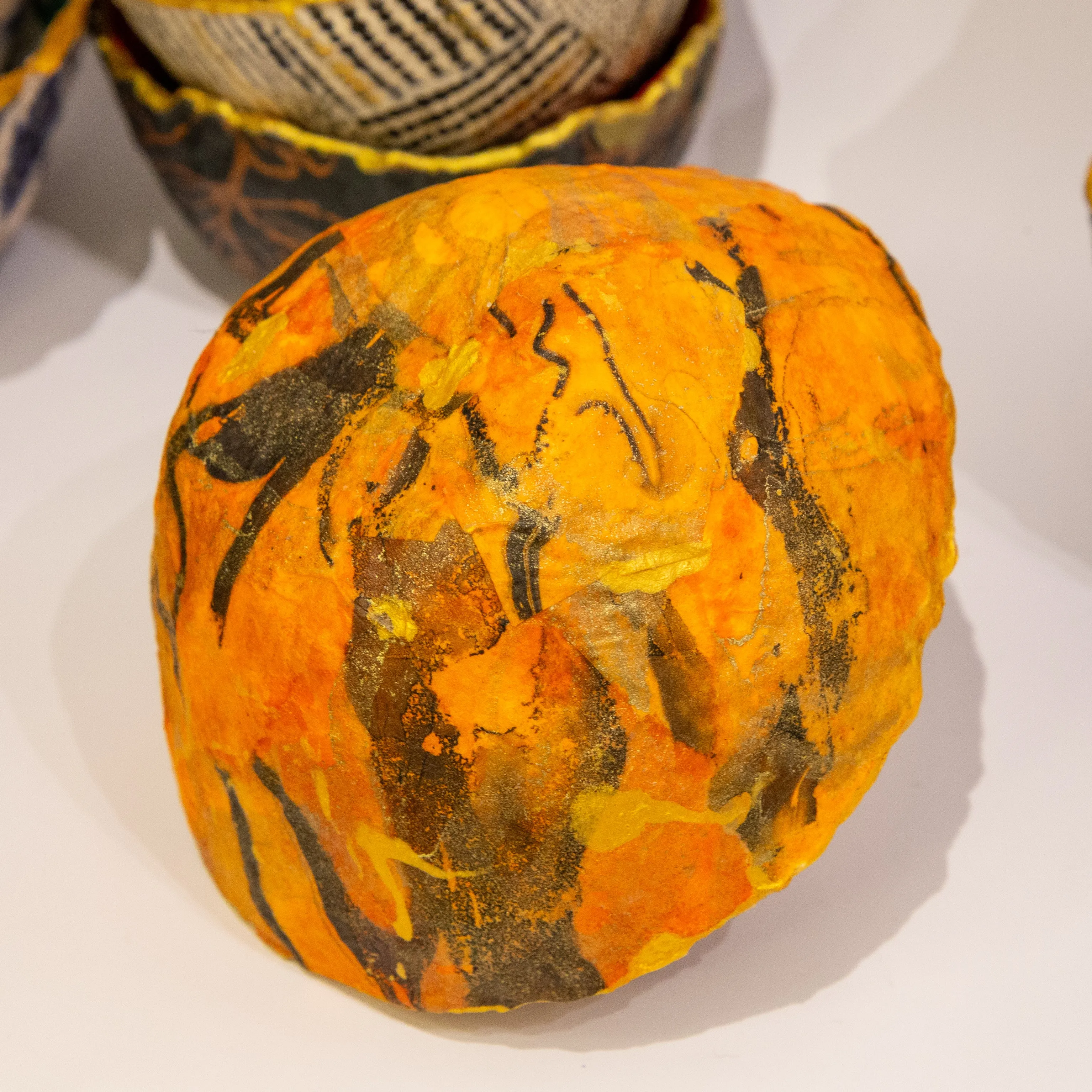 OOAK Handmade Paper Bowls: Summer flowers / orange