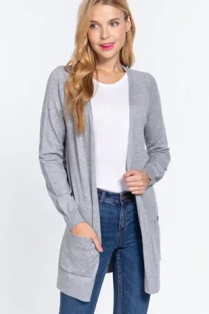 Open Front Long Sleeve Cardigan
