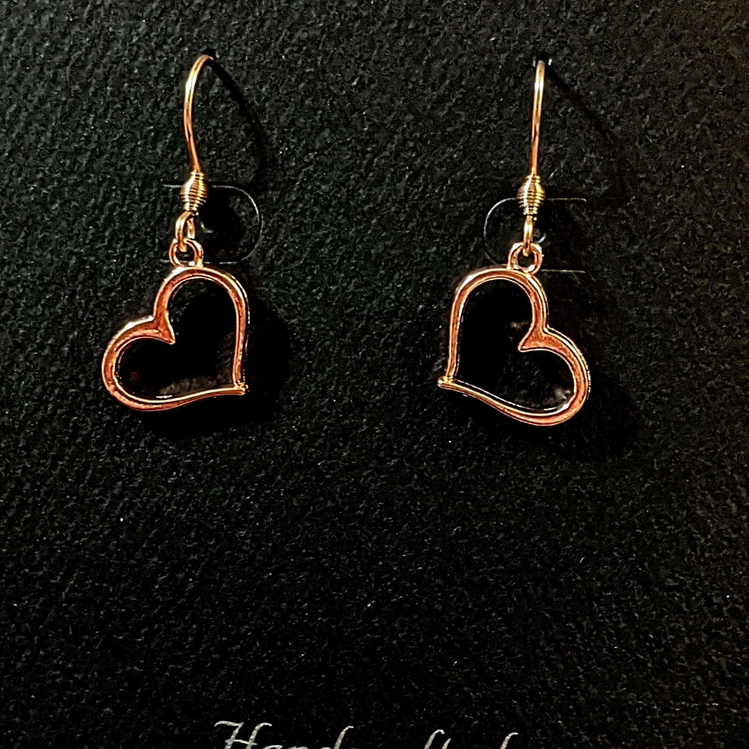 Open Heart Rose Gold necklace and earring set, 18 inch