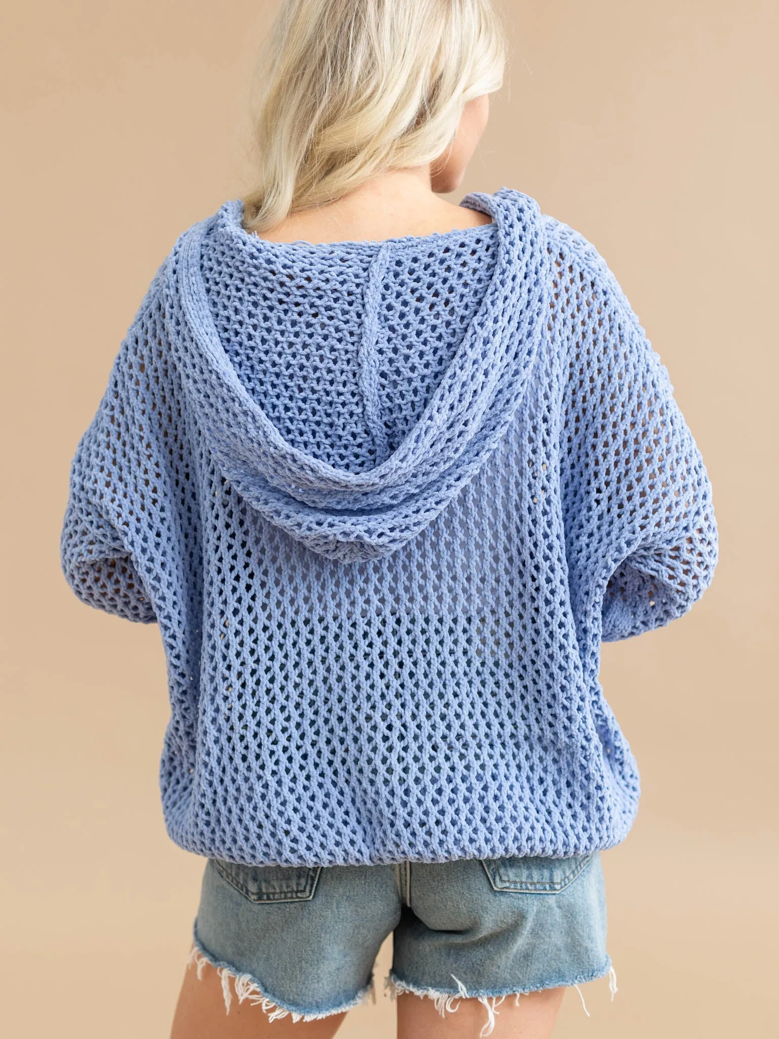 Open Knit Hoodie Sweater