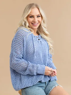 Open Knit Hoodie Sweater
