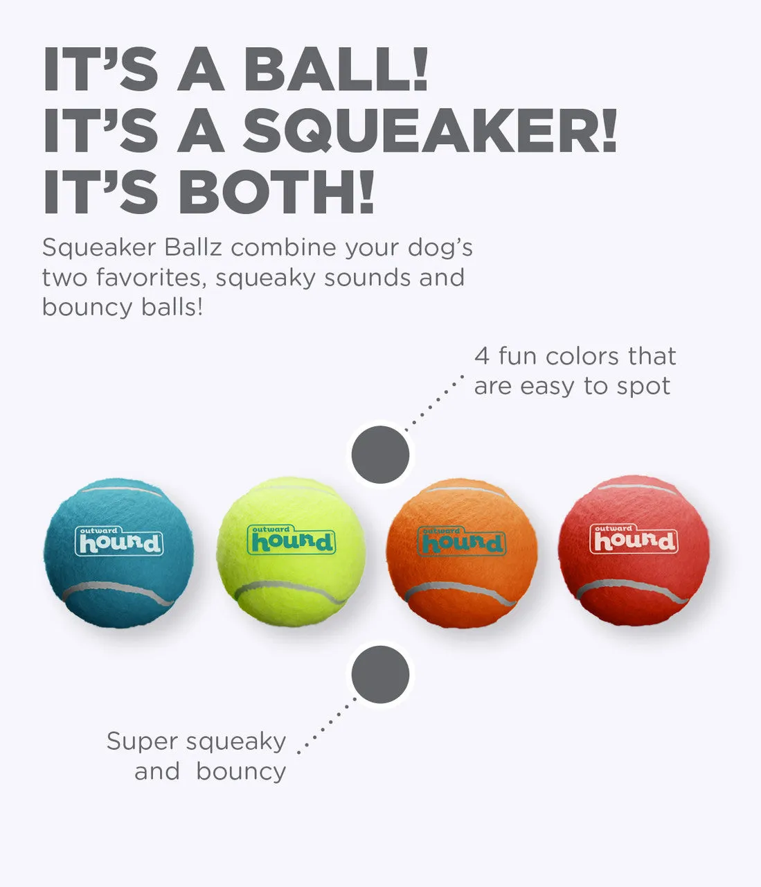 Outward Hound Squeaker Ballz Medium Single 2.5 inch