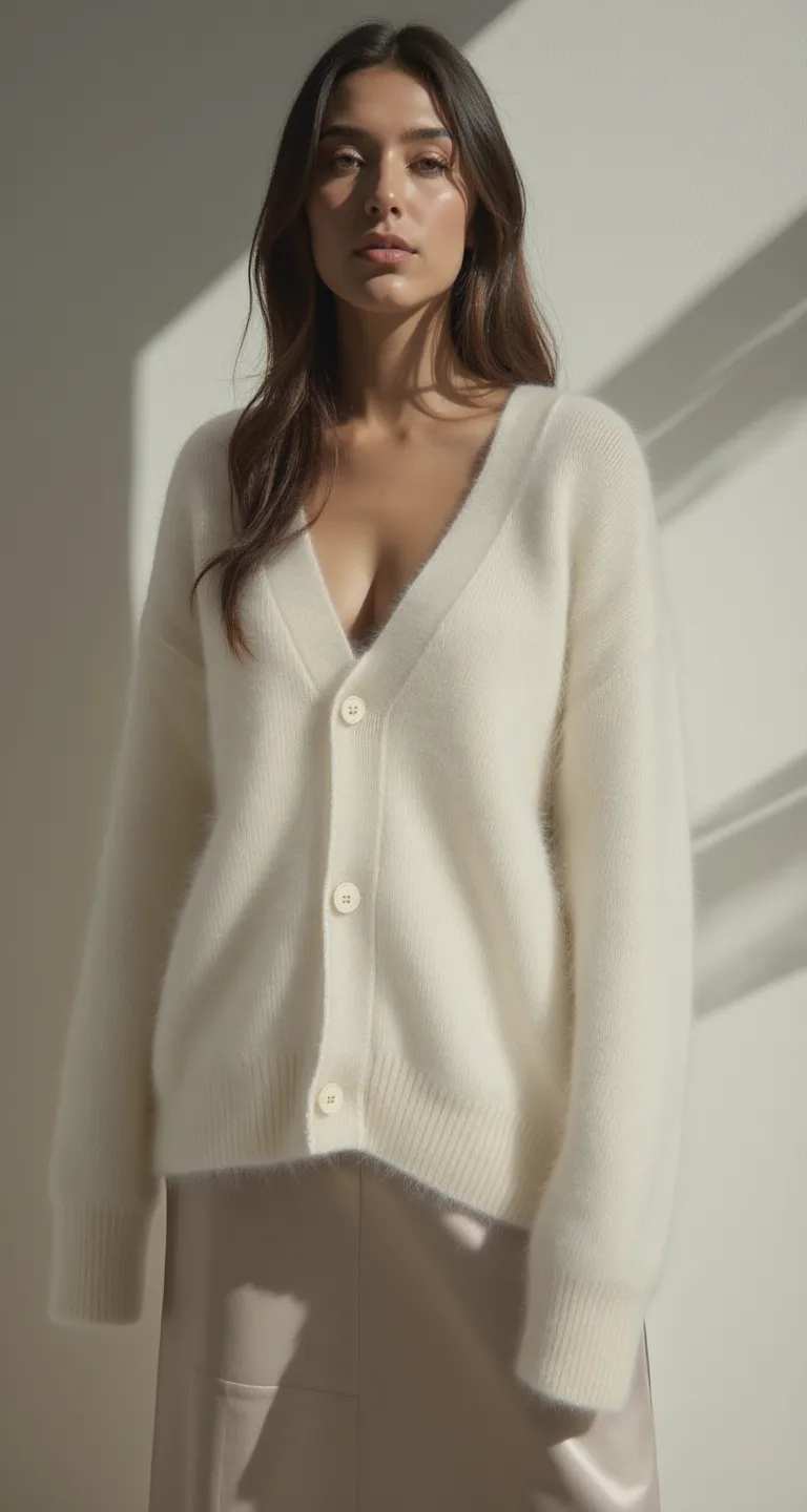 OVERSIZED ANGORA WOOL KNIT CARDIGAN