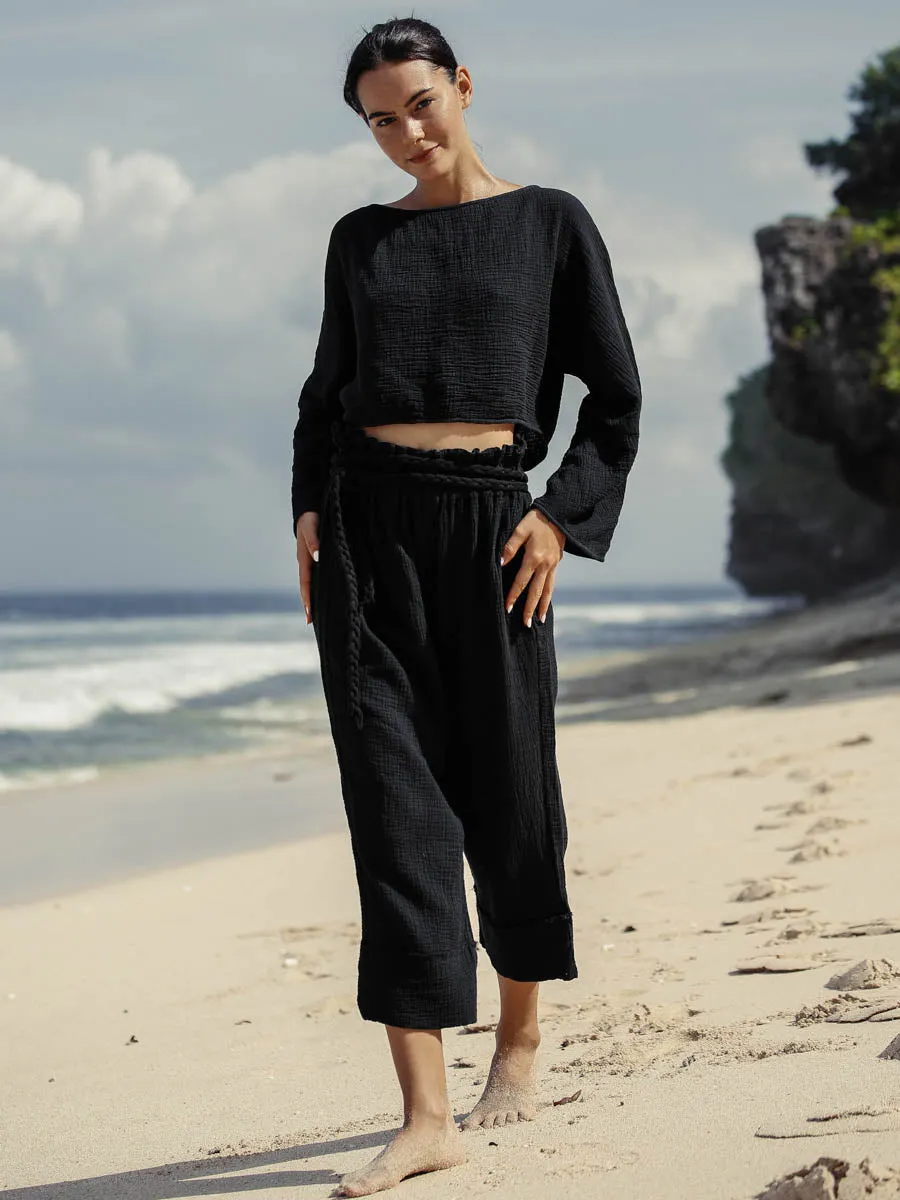 Paloma Paper Bag Pants In Black