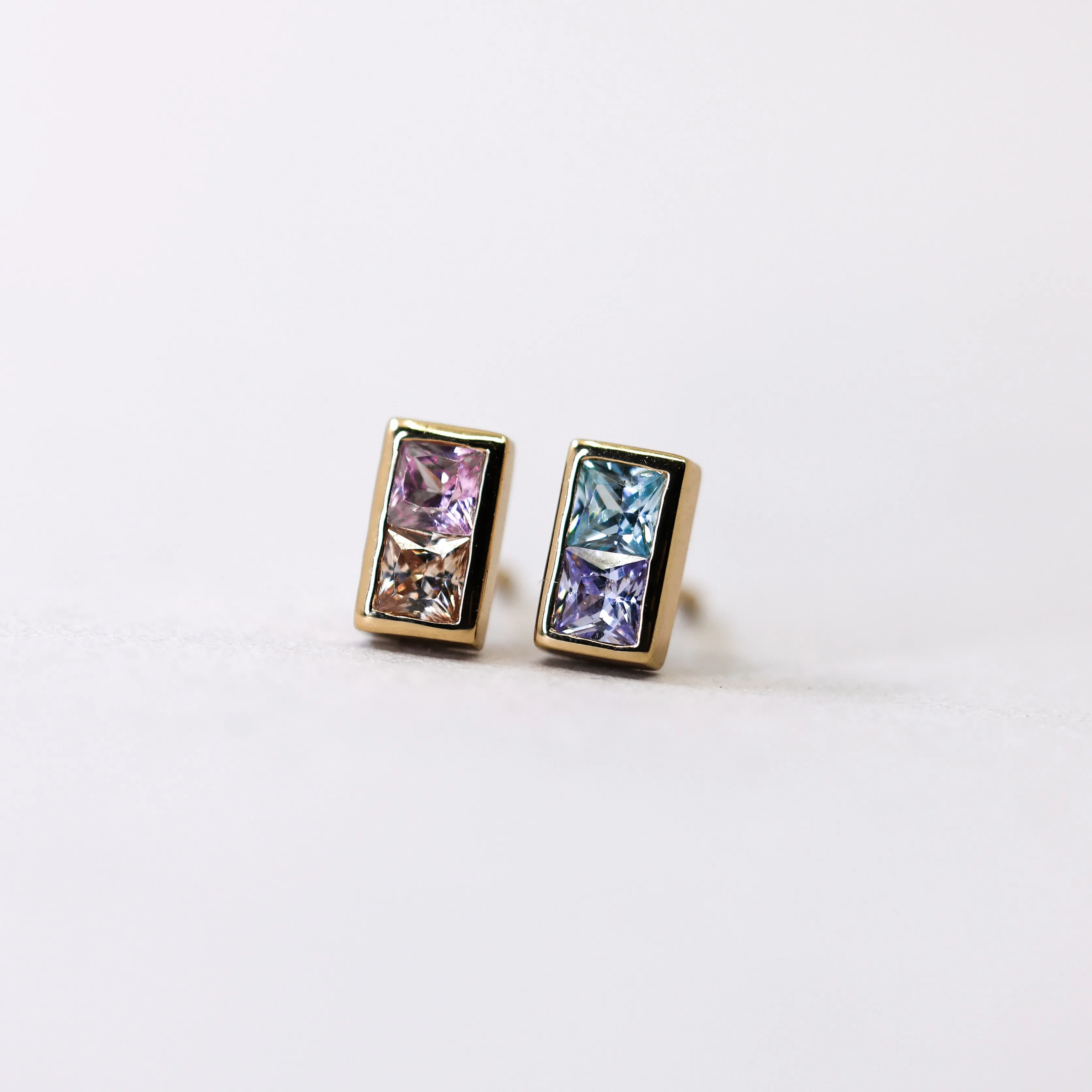 Pastel Ombre Mismatch Stud Earrings in Gold
