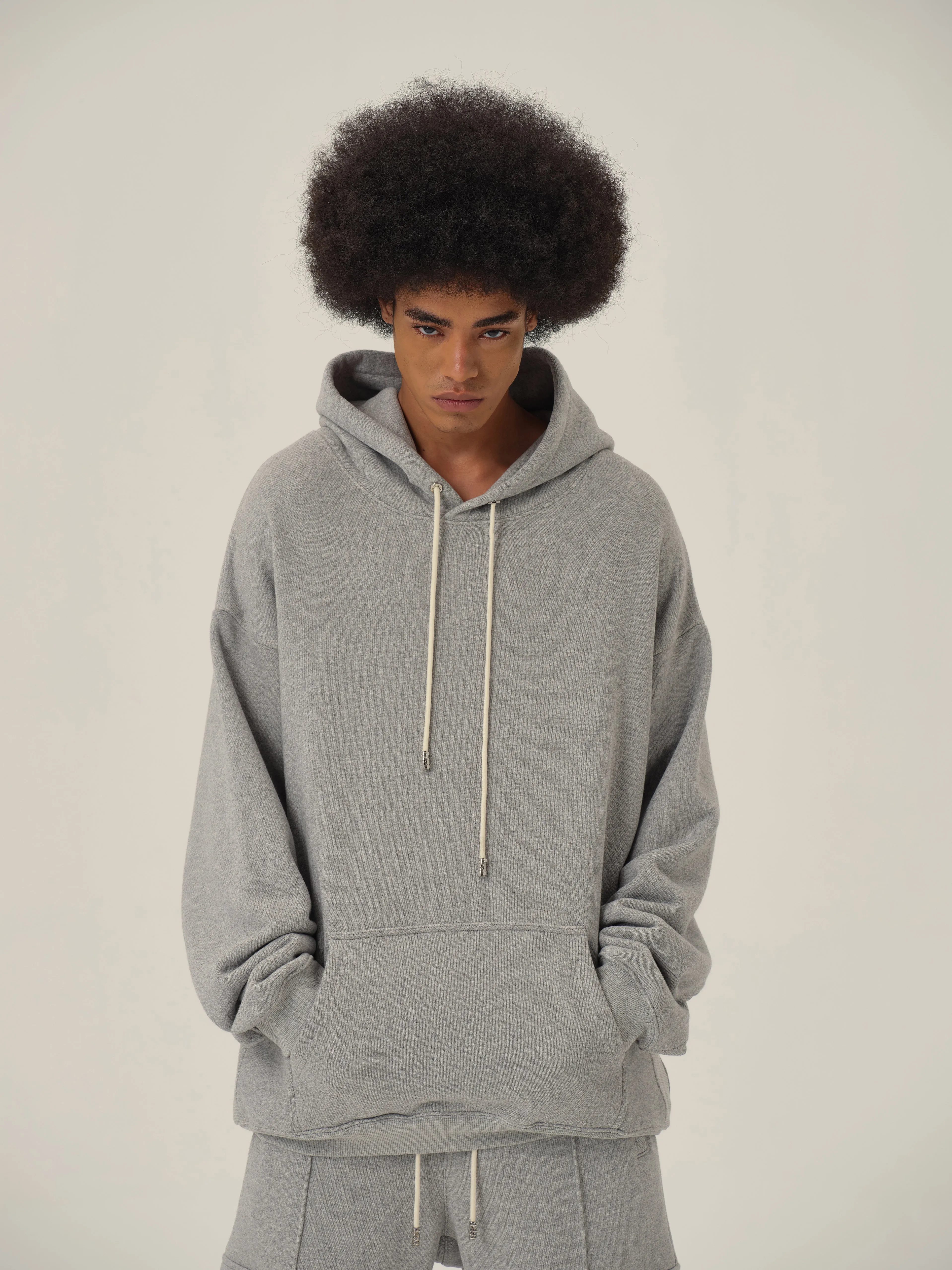 Pearl Grey Casual Panel Hoodie