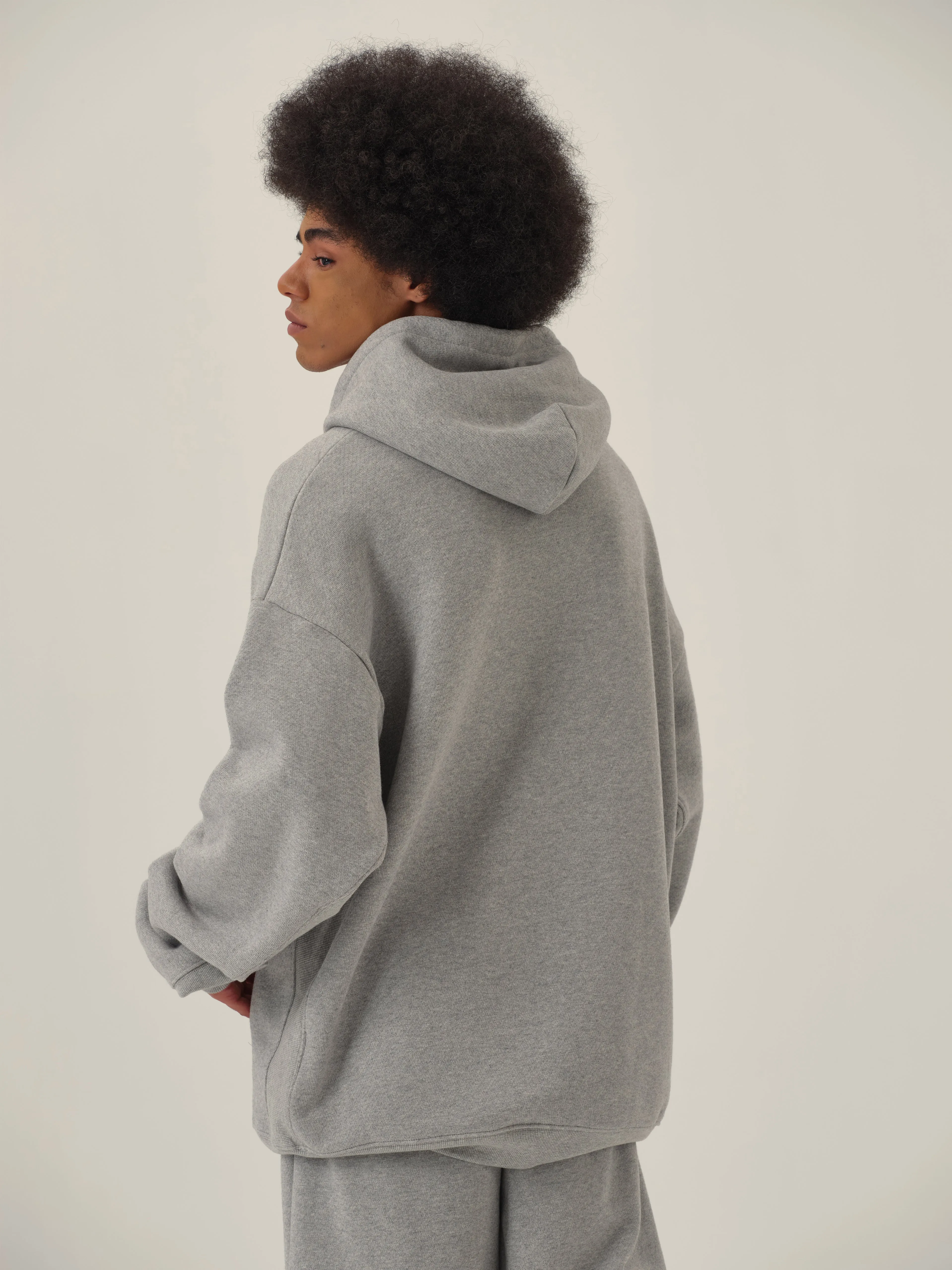 Pearl Grey Casual Panel Hoodie