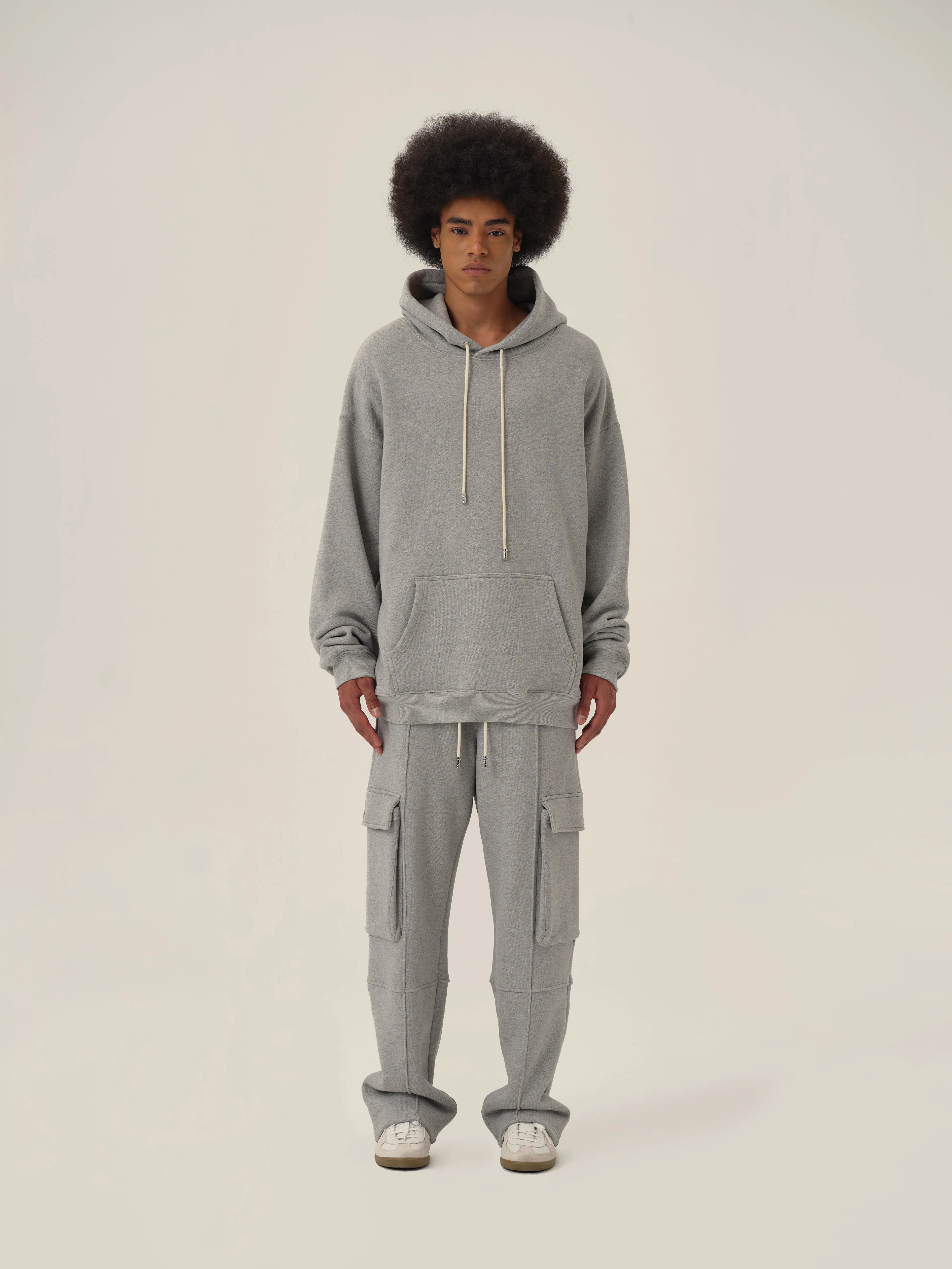 Pearl Grey Casual Panel Hoodie