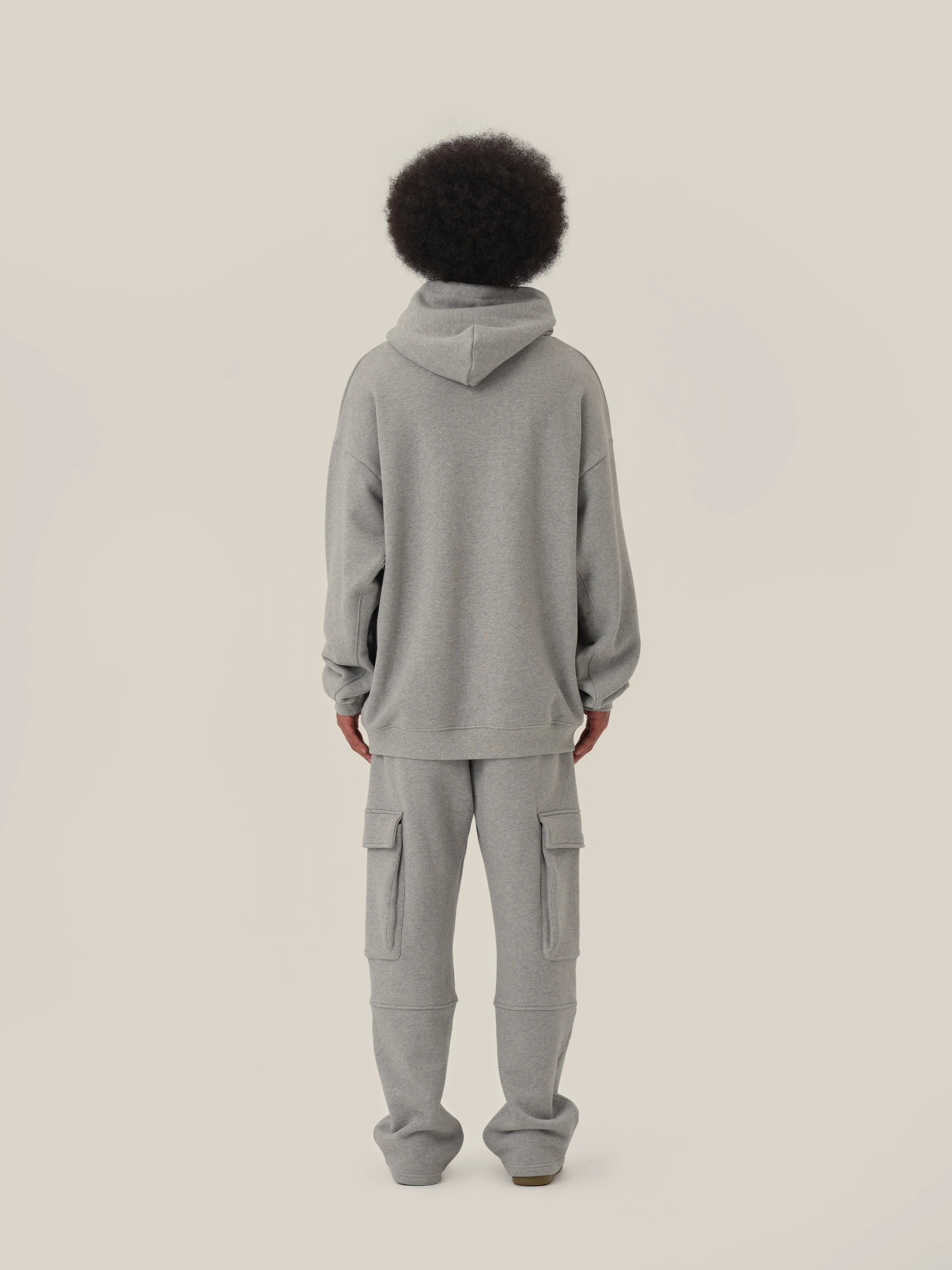 Pearl Grey Casual Panel Hoodie