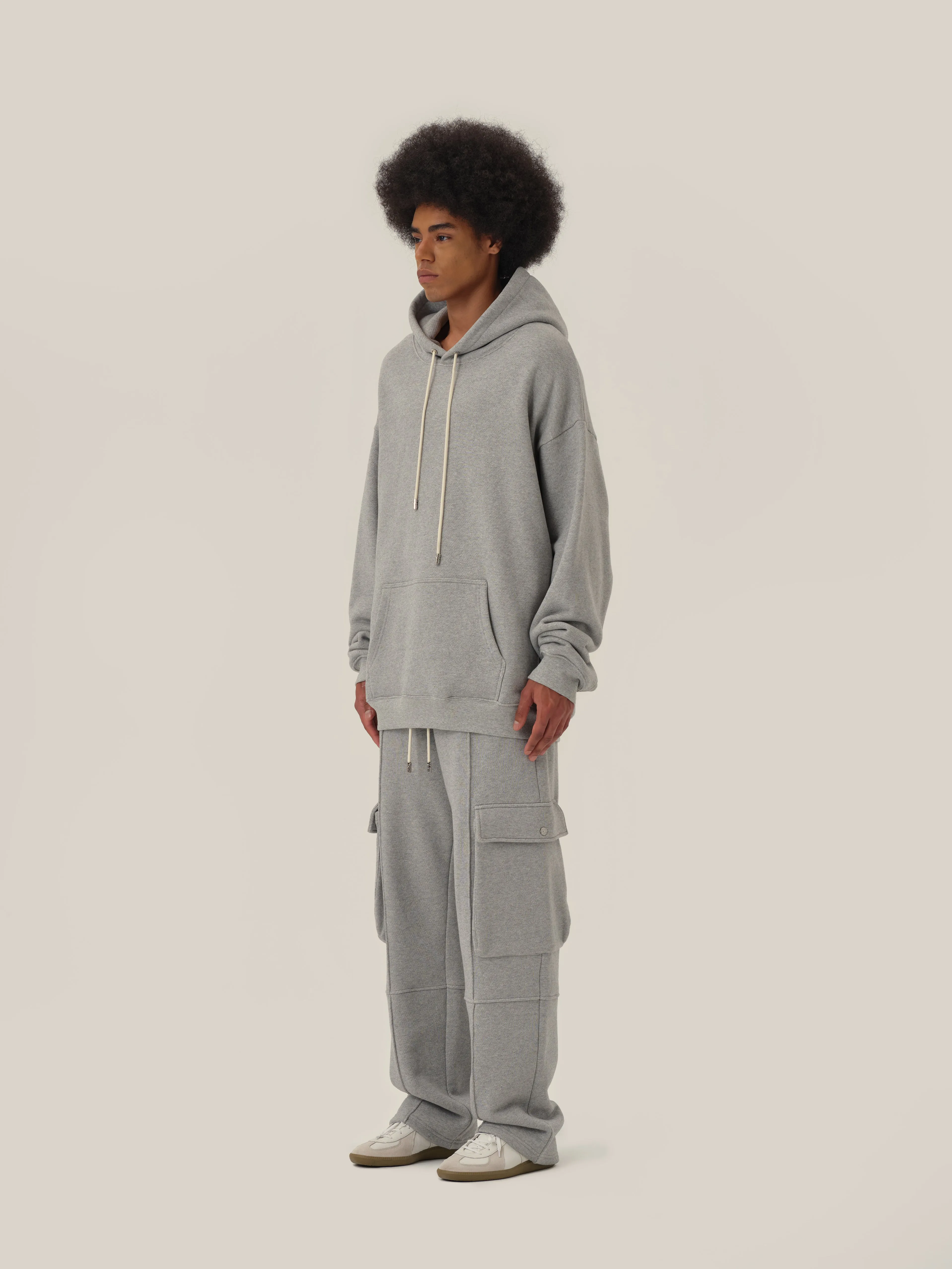 Pearl Grey Casual Panel Hoodie