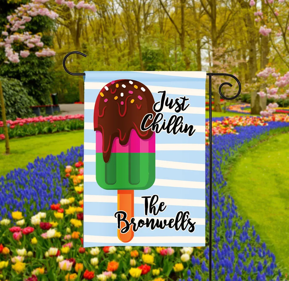 Personalized Summer Garden Flag - Big Popsicle