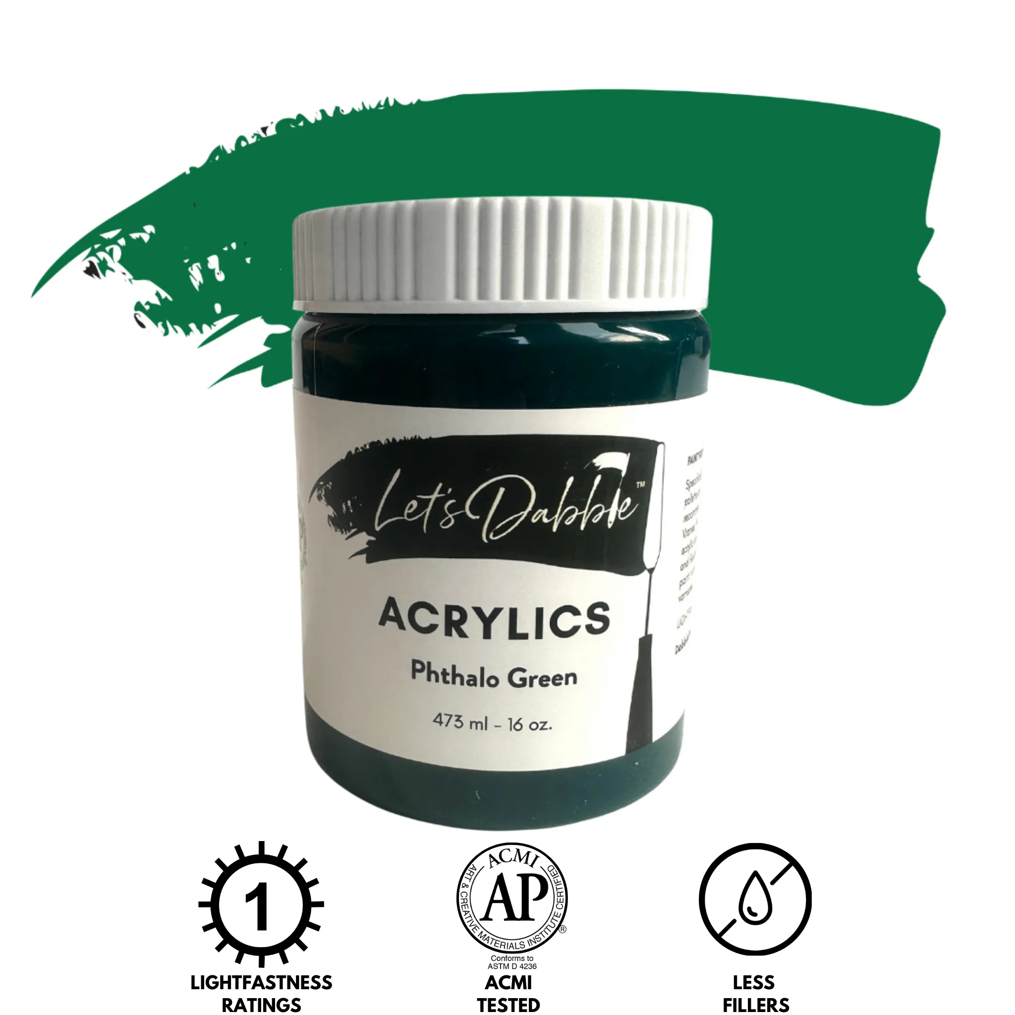 Phthalo Green 16 oz | Thick & Creamy Acrylic Paints for Artists | DabblePaints™