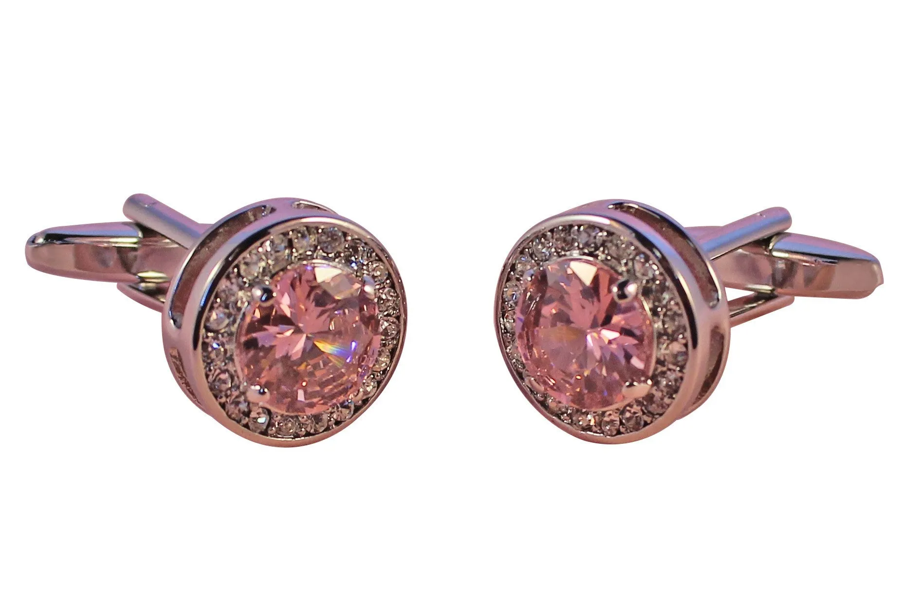 Pink Circle Gem cufflinks
