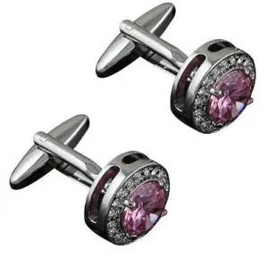 Pink Circle Gem cufflinks