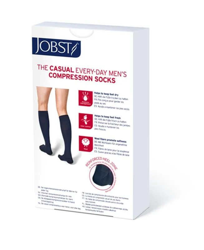 PR/1 JOBST CASUAL MEN, KNEE HIGH, 15-20MMHG, MD, KHAKI, CLOSED TOE