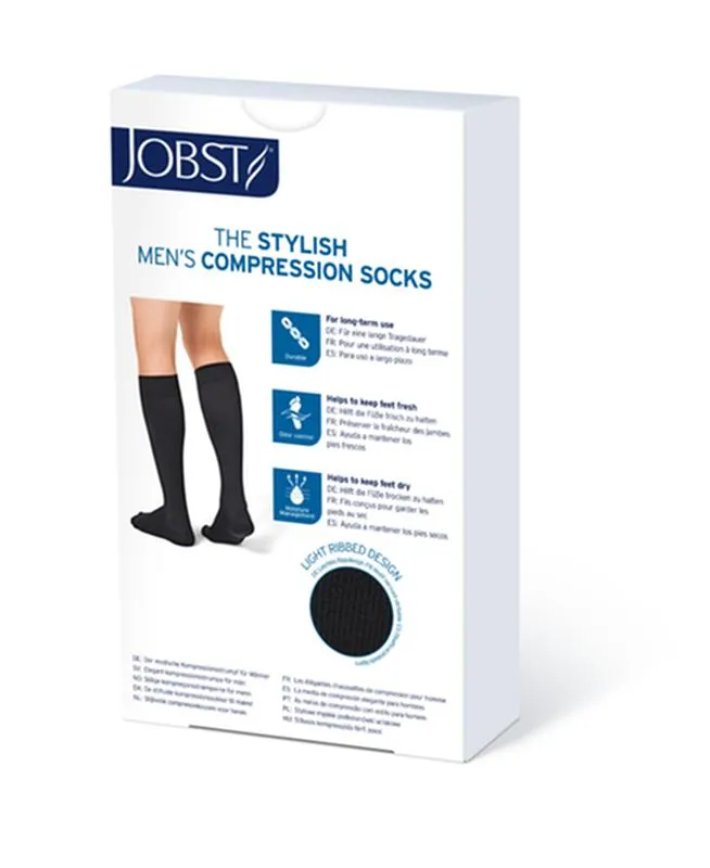 PR/1 JOBST MEDICAL LEG WEAR, MEN, RIBBED, KNEE HIGH, 30-40MMHG, XL, BLACK, OPEN TOE