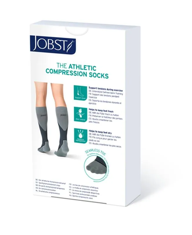 PR/1 JOBST SPORT STOCKING UNISEX, 15-20MMHG, SM, GREY/BLACK, CLOSED TOE