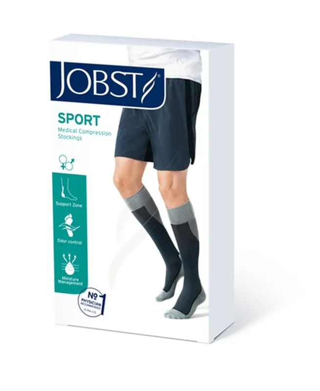 PR/1 JOBST SPORT STOCKING UNISEX, 15-20MMHG, SM, GREY/BLACK, CLOSED TOE