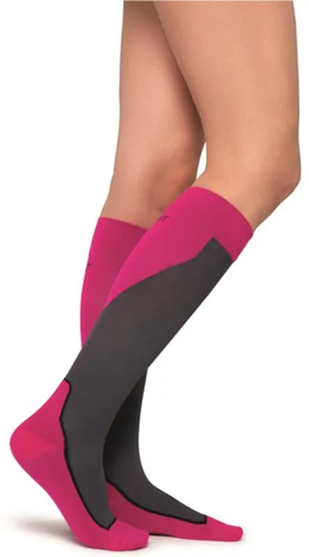 PR/1 JOBST SPORT STOCKING UNISEX, 15-20MMHG, X-LG, PINK/GREY, KNEE-HIGH CLOSED TOE