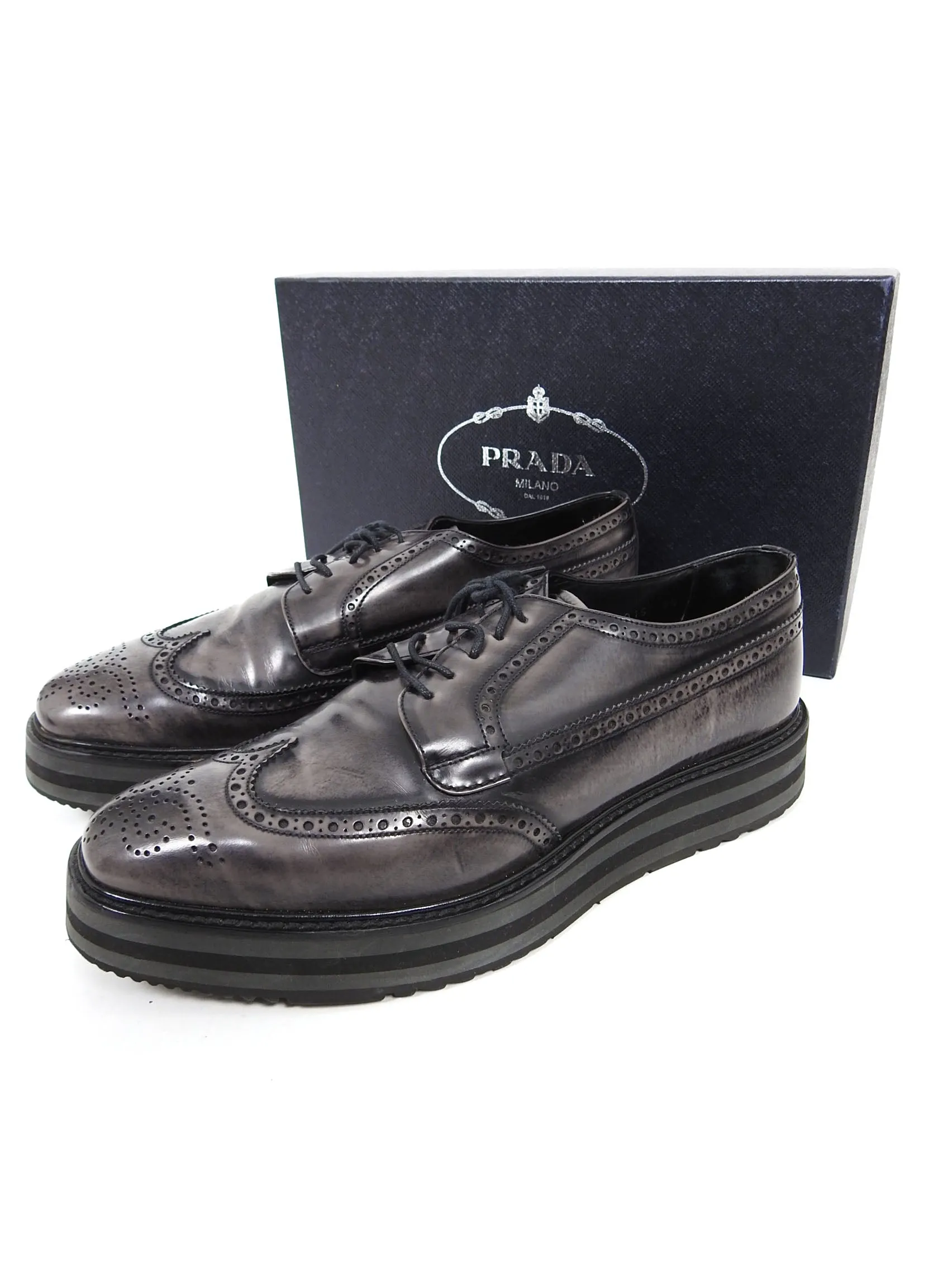 Prada Spazzolato Fume Brogues Size 9.5