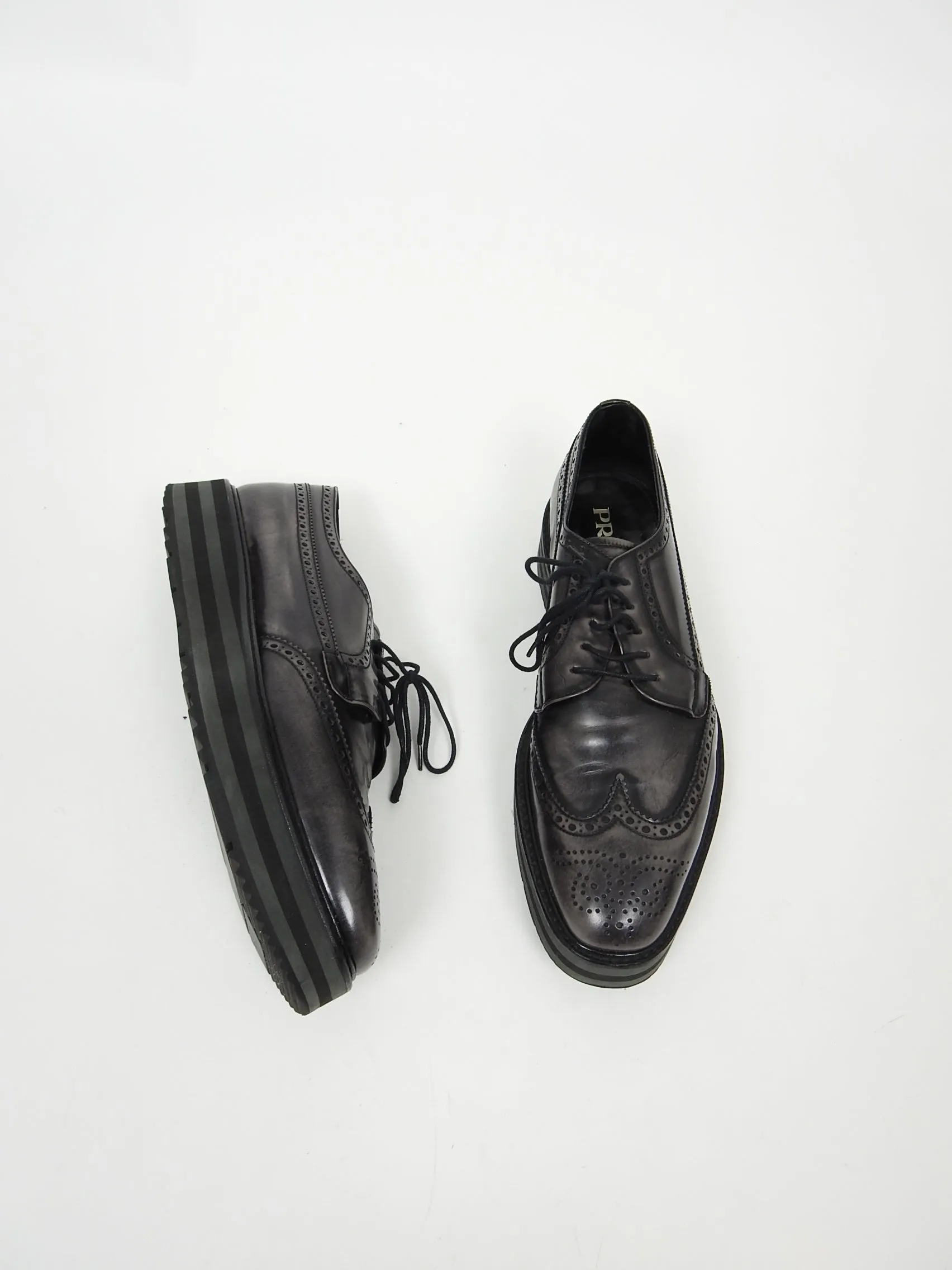 Prada Spazzolato Fume Brogues Size 9.5