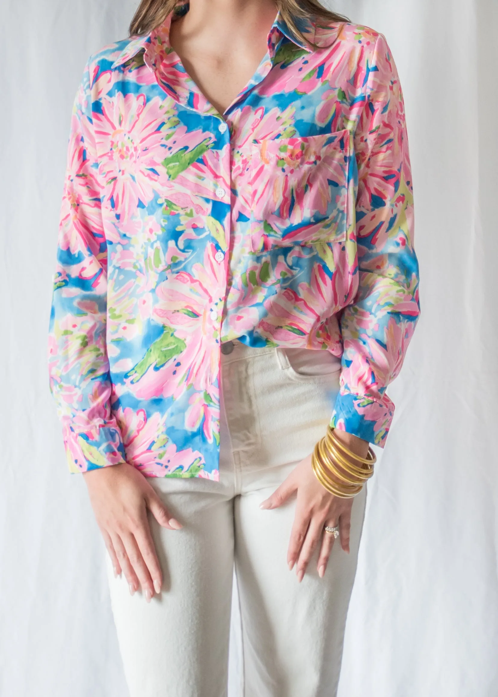 Preppy Bright Floral Button Down