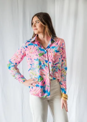 Preppy Bright Floral Button Down