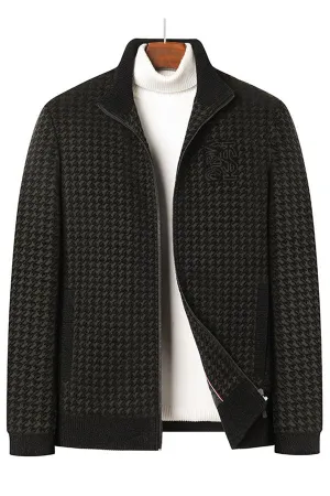 Printed Stand Collar Men's Casual Padded Jacket