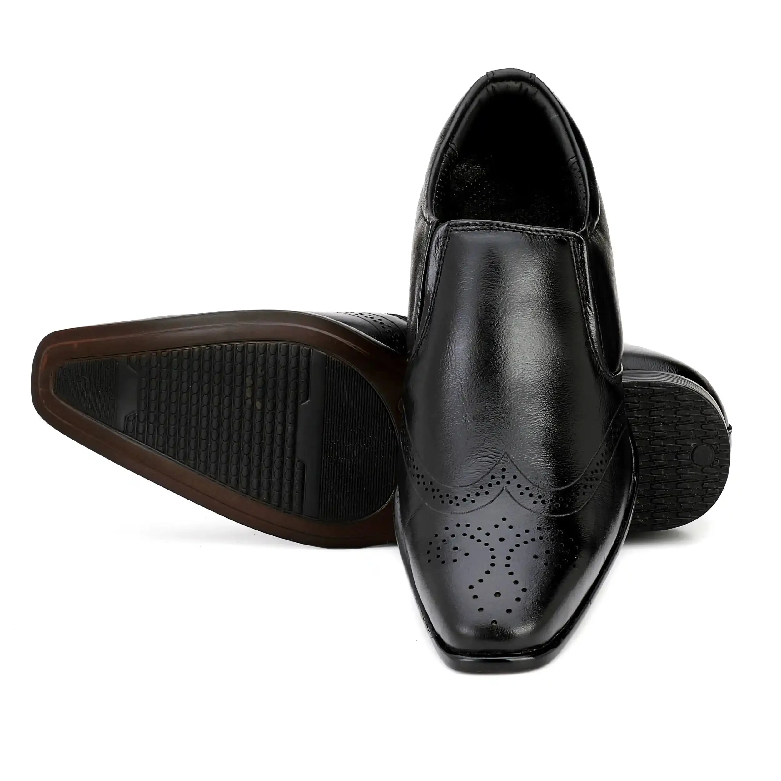 Pure Leather Wing Tip Slip On Brogue Shoes for Men