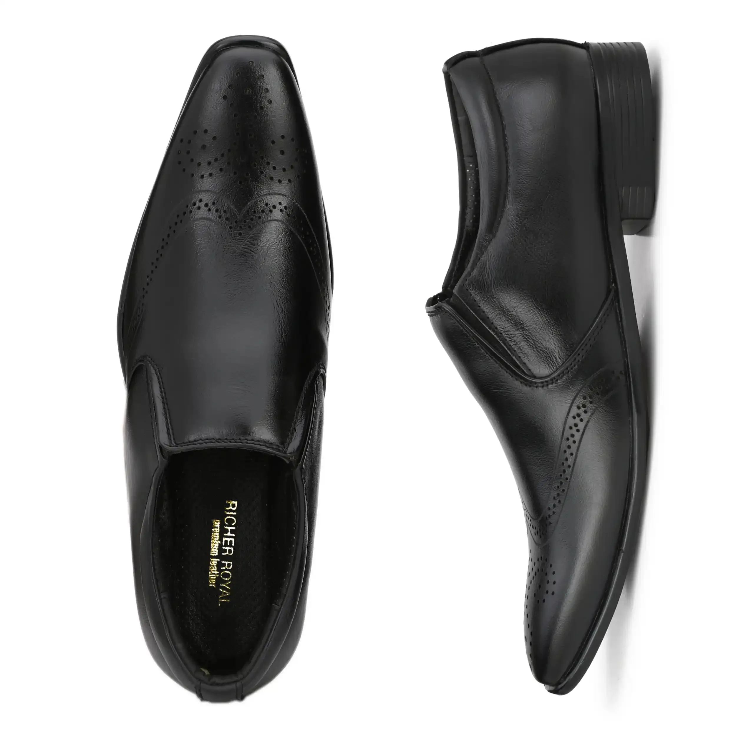 Pure Leather Wing Tip Slip On Brogue Shoes for Men