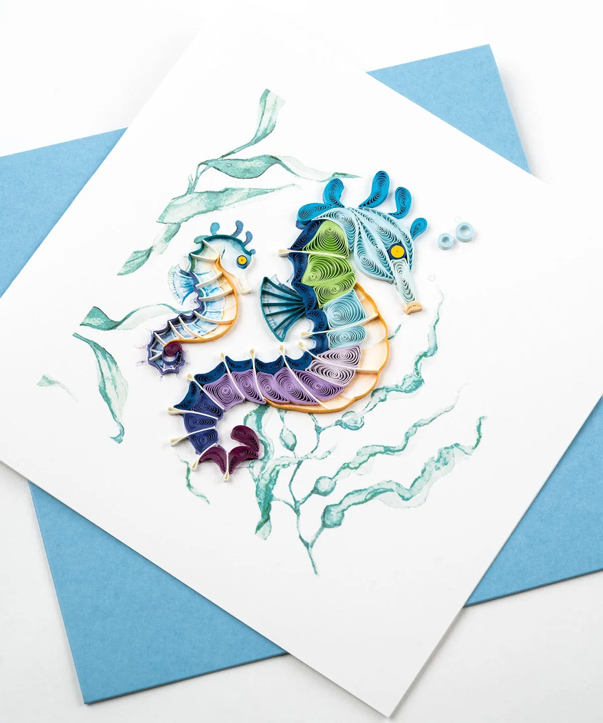 Quilled Colorful Seahorse Greeting Card