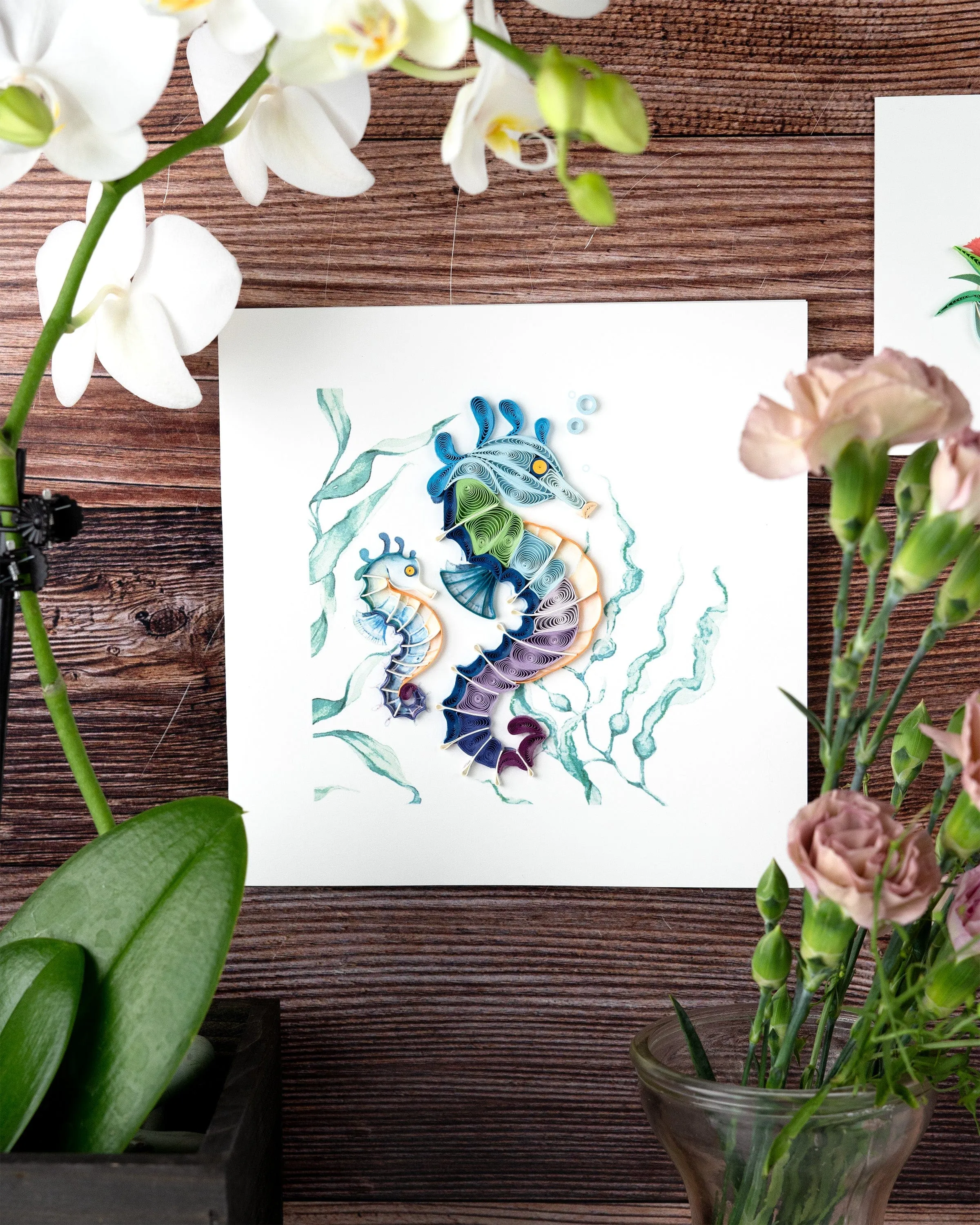 Quilled Colorful Seahorse Greeting Card