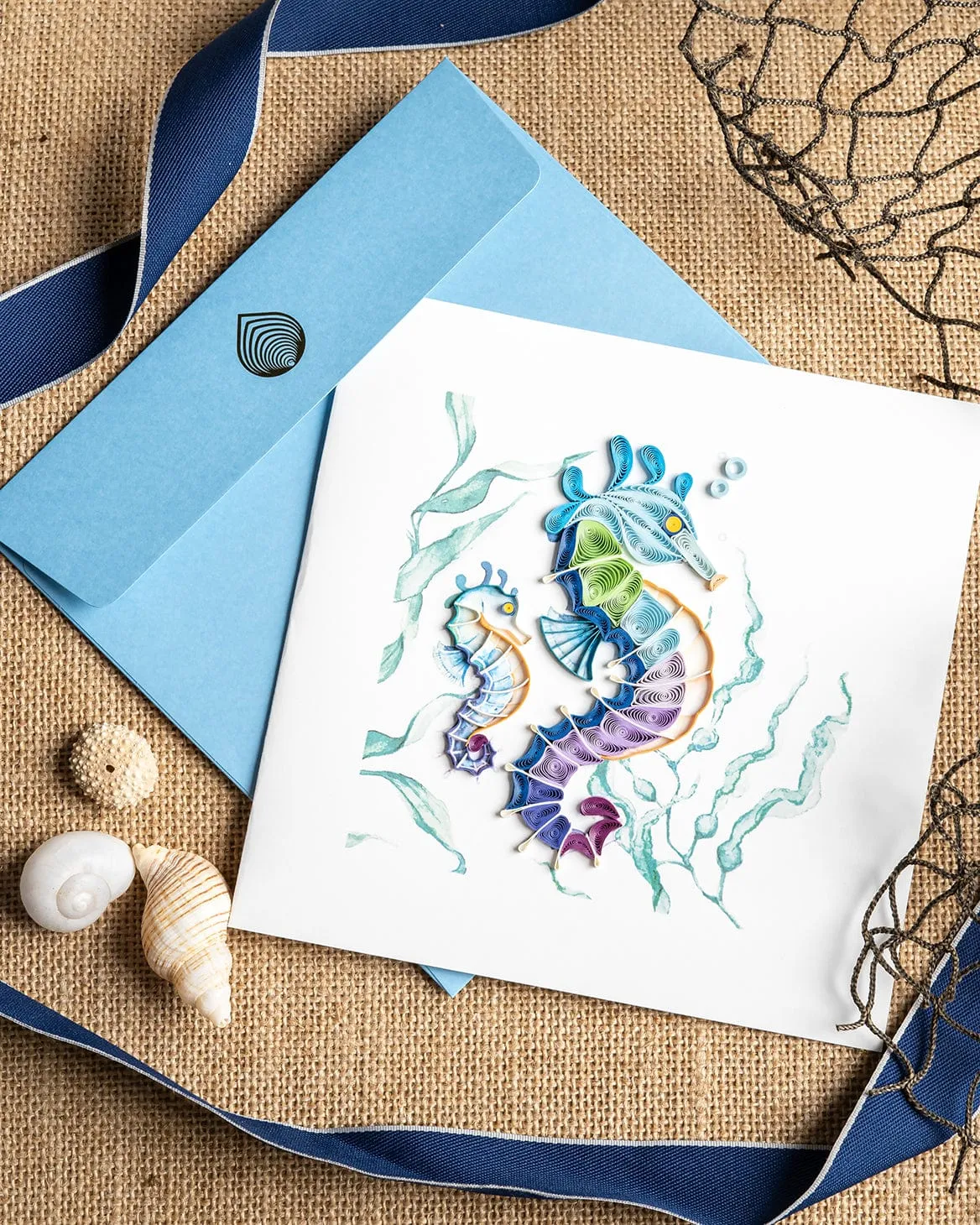 Quilled Colorful Seahorse Greeting Card